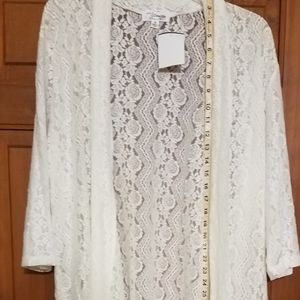 Cream lace shrug, 3xl, 3/4 sleeve